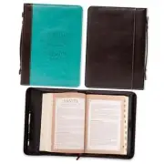 Turquoise Faux Leather Bible Cover for Women I Can Do Everything - Medium
