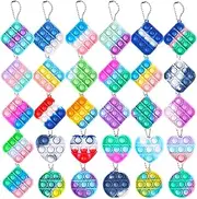 Mini Pop Fidget Keychain Toys 30 Pack Small Square Cheap Push Its Bubble Poper Bulk Hand Toy Party Favors Popitsfidgets Pops Fidgets Popets Tiny Key Chain Anxiety Stress Reliever Gifts Kids Adults
