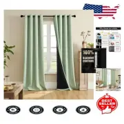 Elegant Sage Green 100% Blackout Curtains, 2 Panels for Ultimate Sleep Comfort