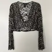 Papell Studio Whimsigoth Lace Formal Jacket Womens 1X Scalloped Sheer Bolero NWT