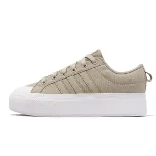 【adidas 愛迪達】休閒鞋 Bravada 2.0 Platform 女鞋 卡其 白 帆布 厚底 增高 愛迪達(IE2307)