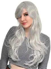 Bailey Womens Long Wavy Platinum Silver Costume Wig