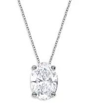 Bloomingdale's Fine Collection Certified Lab Grown Diamond Oval Pendant Necklace in 18K White Gold, 2.0 ct. t. w.