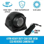 Elinz Heavy Duty Car Side View CCD Reverse Camera 4 PIN 20M Cable Waterproof Bus Truck Caravan