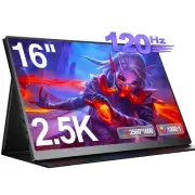 16 Inch 2.5K Portable Monitor 120Hz Gaming Monitor 16:10 USB-C Monitor 100%sRGB