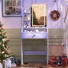 LED Dressing Table Make up Desk with Lighted Mirror Bedroom Vanity Table Set New