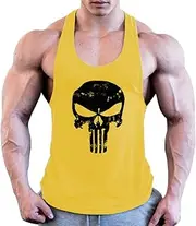 [utcoco] Men's Skull Print Tank Tops Gym Muscle Workout Combed Cotton Sleeveless Shirts