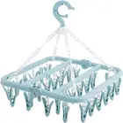 Rotating Laundry Hanger 32 Clips Foldable Drying Rack for Socks Underwear