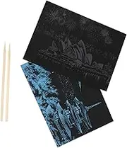 Scratch Paper Landscape Painting Kit 2 Pieces Exquisite Patterns for Family Art Time Non-Toxic Materials Great for Children