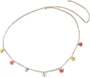 [LIFKOME] Butterfly Waist Chain Juicy Fashion Belt Trendy Decor Body Adjustable Waist Chain Jewelry for Women Chunky Wallet Chain Waist Trendy Bikinis Chains Colorful Acrylic