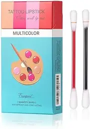 20Pcs Cotton Swab Tattoo Lipstick, Cotton Swab Lip Tint, Waterproof Non-Stick Lip Stain, Long Lasting Matte Liquid Lip Gloss Set Lip Makeup