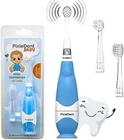 PixieDent Electric Toothbrush for Children Sonic Toothbrush Ultrasonic with 2 Replacement Brushes and 2 Modes Timer Timer Soft Bristles LED Children's Toothbrush from 0-3 Years (Blue, Baby)