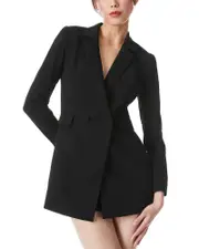 Alice and Olivia Kyrie Notched Collar Tuxedo Romper