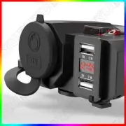 Motorcycle Handlebar Mount Dual USB Charger+LED Voltmeter 2.1A 2.1A Waterproof