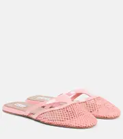 [Alaia] Alaïa Patent leather-trimmed fishnet mules AU 7 pink