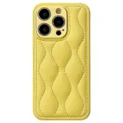 For iPhone 13 Fine Hole 8-shaped Texture Eiderdown Airbag Phone Case - Yellow