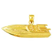 14K Gold Two Seater Speed Race Boat Pendant