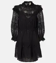 [Farm Rio] Farm Rio Floral organza minidress AU 12 black