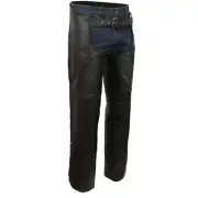 Event Leather Premium Black Leather Motorcycle Chaps for Men - Premium Leather