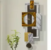 Large Modern Metal Wall Pendulum Clock Art Silver Copper Decor Artist Jon Allen