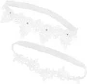 [WESIEVYA] 2pcs Wedding Bride Garters Lace Elastic Leg Bands for Bride Comfortable and Wedding Accessories for and Prom Events White