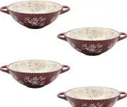 Temp-tations Floral Lace Set of 4 Essential Wok Bowls Cranberry