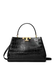 Tory Burch Eleanor Croc-Embossed Satchel