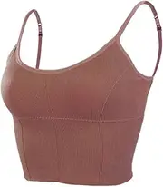 [Generic] Strapless Bra for Women Top Tank Crop Padded Cami Back Crop Bra Cami Neck Womens Plus Size Bras