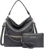 [Dasein] Hobo Handbags for Women Purses Vegan Leather Shoulder Bags Bucket Purse Large Tote Set with Long Strap