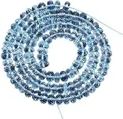 [Jaipur Gems Mart] AAA+ Sky Blue Topaz 7mm-8mm Gemstone Rondelle Faceted Beads | Genuine Fine Blue Topaz Precious Gemstone Rondelle Loose Beads | 9inch Strand