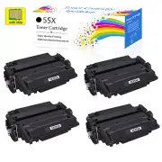 4PK BK CE255X 55X Toner Cartridge For HP 55X LaserJet Pro 500 MFP M521DN M521DW