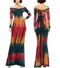 Sassy Long Sleeve Tie-Dye Mermaid Maxi Dress