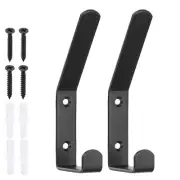 2Pcs Double Wall Hooks 5" Decorative Coat Hooks Towel Hooks for Wall Mount Black