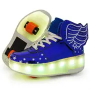 Nevenka Kids LED Light Up Shoes High top Dancing Sneakers for Boys Girls-Blue