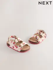 Cream Strawberry Standard Fit (F) Corkbed Double Two Strap Sandals (E91473) | $33 - $37