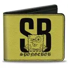 Nickelodeon Wallet, Bifold, SpongeBob SB Winking Pose Yellow Black, Vegan Lea...