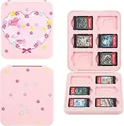 FUNDIARY Pink Bunny Card Case for Nintendo Switch and Switch OLED Games, Cute Magnetic Card Cartridge for 12 Game Card and 12 SD Card, Hard Storage Case with 12 Game Card Slots