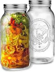 64 oz Wide Mouth Mason Jars Half Gallon Mason Jars with Airtight Lids and Bands for Canning, Fermenting & Pickling (2 Pack）