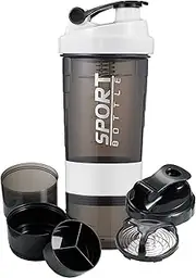 16 oz Shaker Water Bottle for Protein Mixes, Pre Workout Sport Water Bottle Blender with Powder Containers Kit
