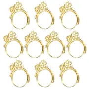 10Pcs Round Rotation Alloy Open Back Bezel Pendants Resin Frame, Gold Tone
