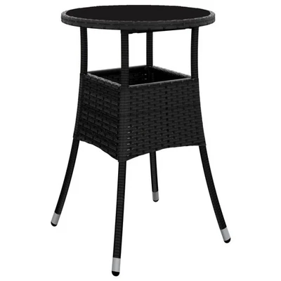 Glass Top Garden Table 60x75cm Wicker Rattan Bistro Dining Outdoor Patio Lounge