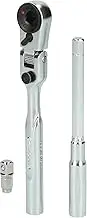 KS Tools 918.1590 1/4 Inch Bit Joint Reversible Ratchet Set with Plug Adapter for Sockets, 3-Piece