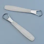 White Small Opening Stainless Steel Tongue Scraper Non-slip Handle Breath Fresh