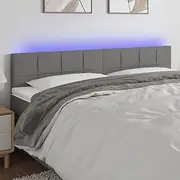 Bedroom Furniture LED Headboard Dark Grey 200 cm Fabric