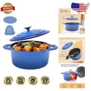 4.5QT Enamel Cast Iron Dutch Oven with Silicone Accessories - Versatile Cookware