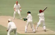 Brian Lara batting for the West Indies in the 1st Test match - Old Cricket Photo