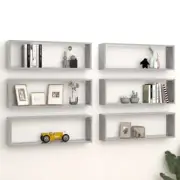 NNEVL Wall Cube Shelves 6 pcs Concrete Grey 80x15x26.5 cm Chipboard