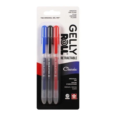 Sakura Gelly Roll Retractable Medium Point Pens 3/Pkg-Classic - 50600