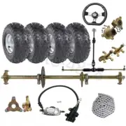 810mm Go Kart ATV Fun Cart Rear Axle Kit+6" Wheels+Steering Assy+Brake+420 Chain