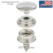 DOT* Snap Cap Socket 3/8" #8 Screw Stainless Steel Kit 15 Sets Marine Canvas